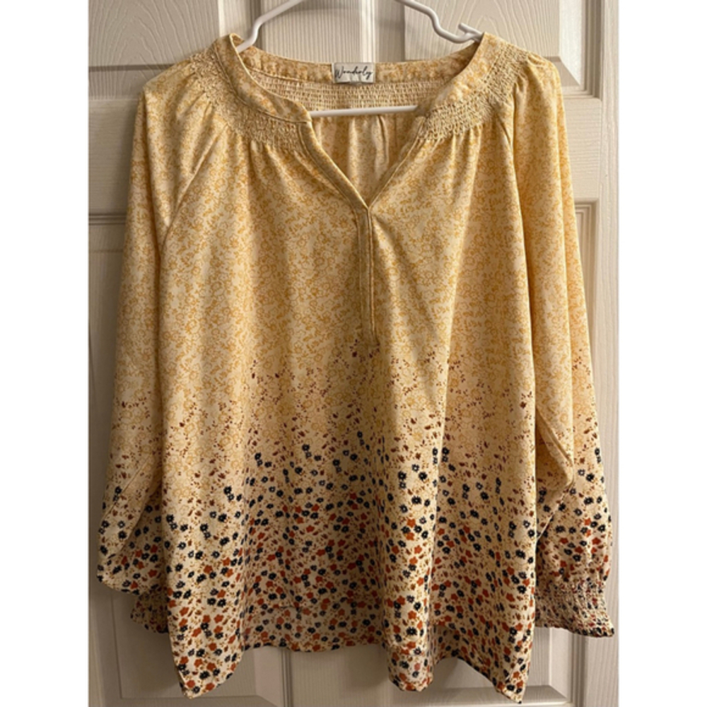 WONDERLY~YELLOW LONG SLEEVE~ PULLOVER~ BLOUSE~ XL+